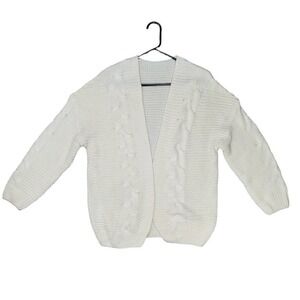 Pinstory Cream Knit Open Front Cardigan Sweater Size Small